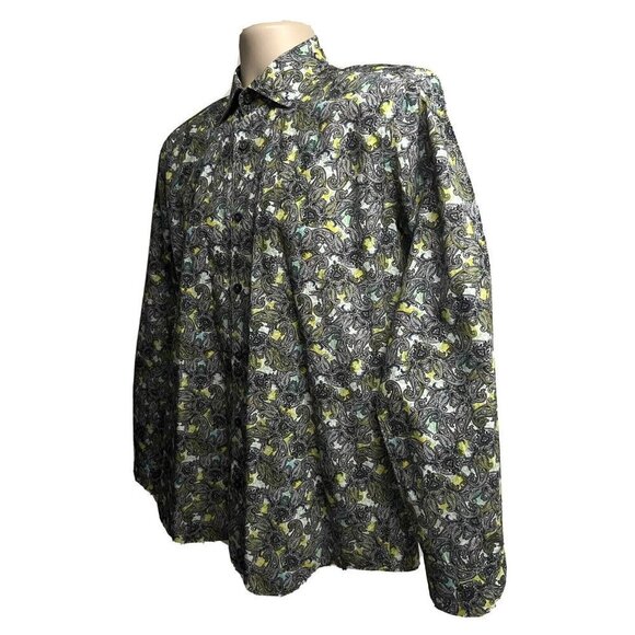 Jared Lang Mens Paisley Button Front Casual Dress Shirt Medium Cotton - Picture 2 of 11